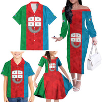 Personalized Italy Liguria Family Matching Off The Shoulder Long Sleeve Dress and Hawaiian Shirt Inspiration Flags Style
