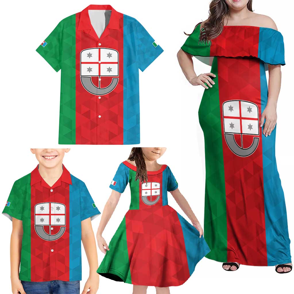 Personalized Italy Liguria Family Matching Off Shoulder Maxi Dress and Hawaiian Shirt Inspiration Flags Style