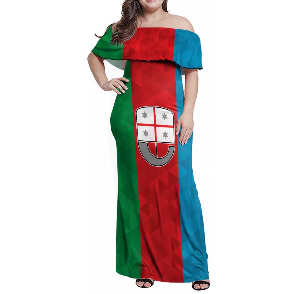 Personalized Italy Liguria Family Matching Off Shoulder Maxi Dress and Hawaiian Shirt Inspiration Flags Style
