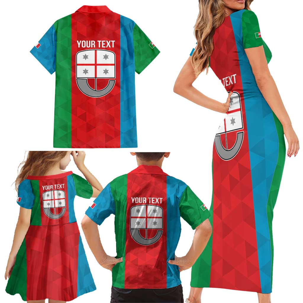 Personalized Italy Liguria Family Matching Short Sleeve Bodycon Dress and Hawaiian Shirt Inspiration Flags Style