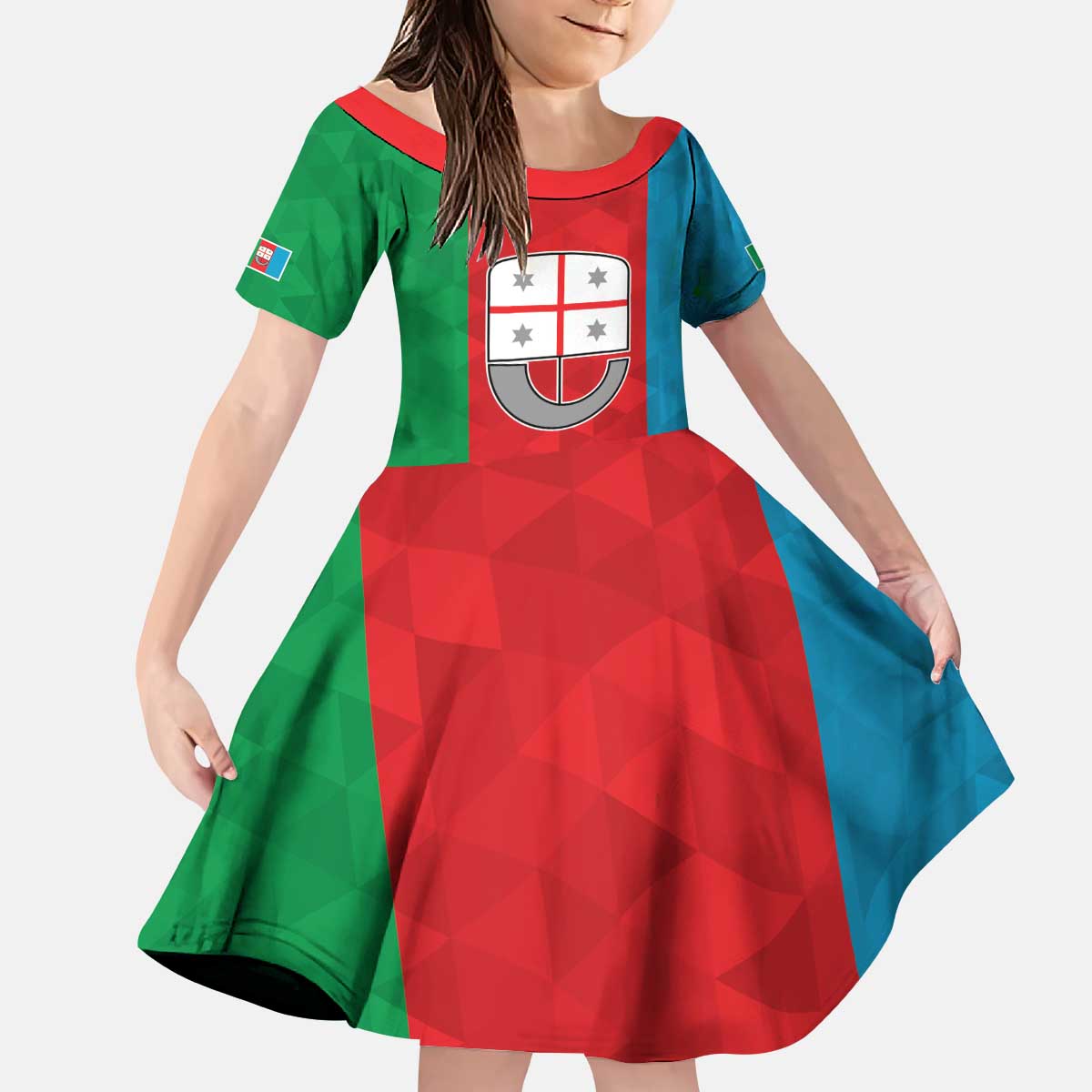 Personalized Italy Liguria Kid Short Sleeve Dress Inspiration Flags Style