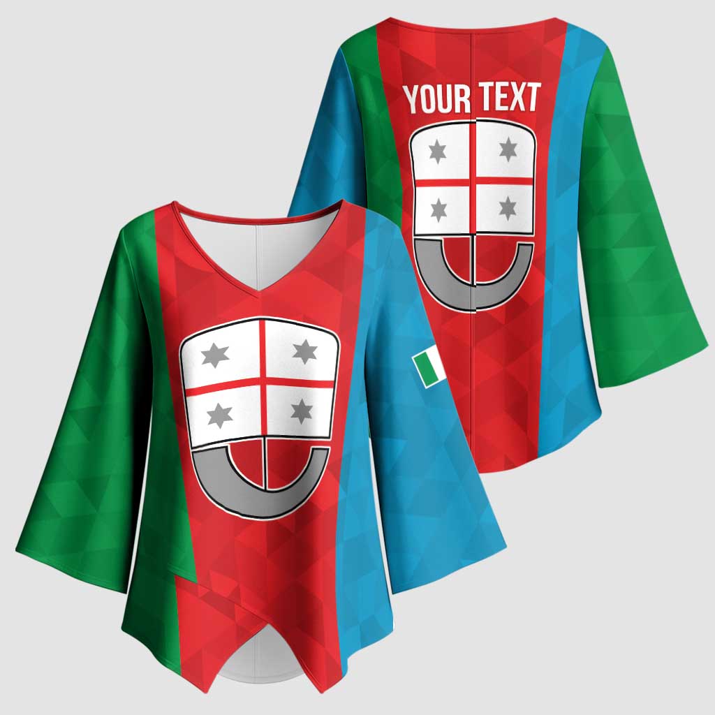 Personalized Italy Liguria Kimono Sleeve Blouse Inspiration Flags Style - Wonder Print Shop