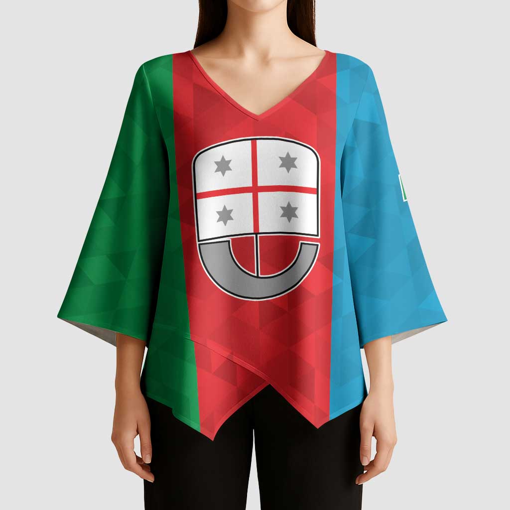 Personalized Italy Liguria Kimono Sleeve Blouse Inspiration Flags Style - Wonder Print Shop