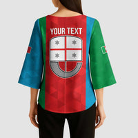 Personalized Italy Liguria Kimono Sleeve Blouse Inspiration Flags Style - Wonder Print Shop