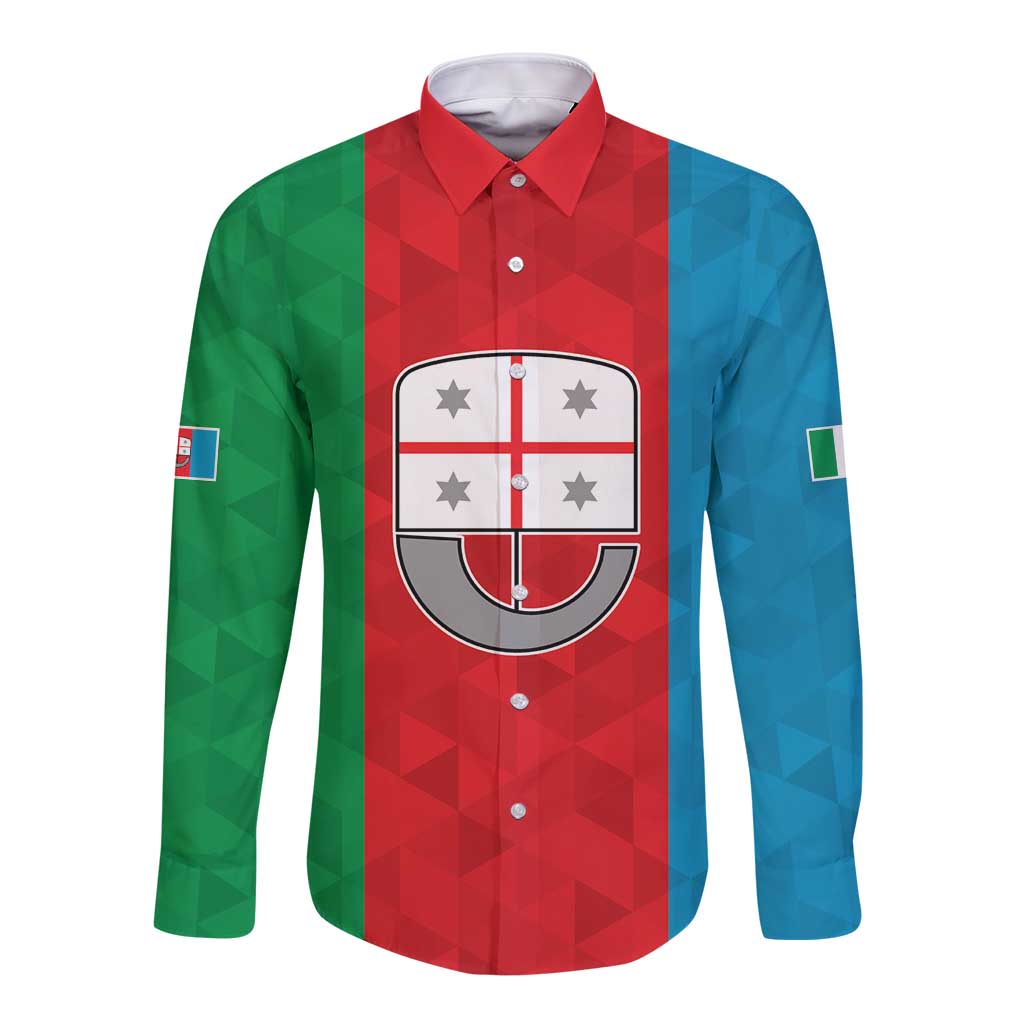 Personalized Italy Liguria Long Sleeve Button Shirt Inspiration Flags Style