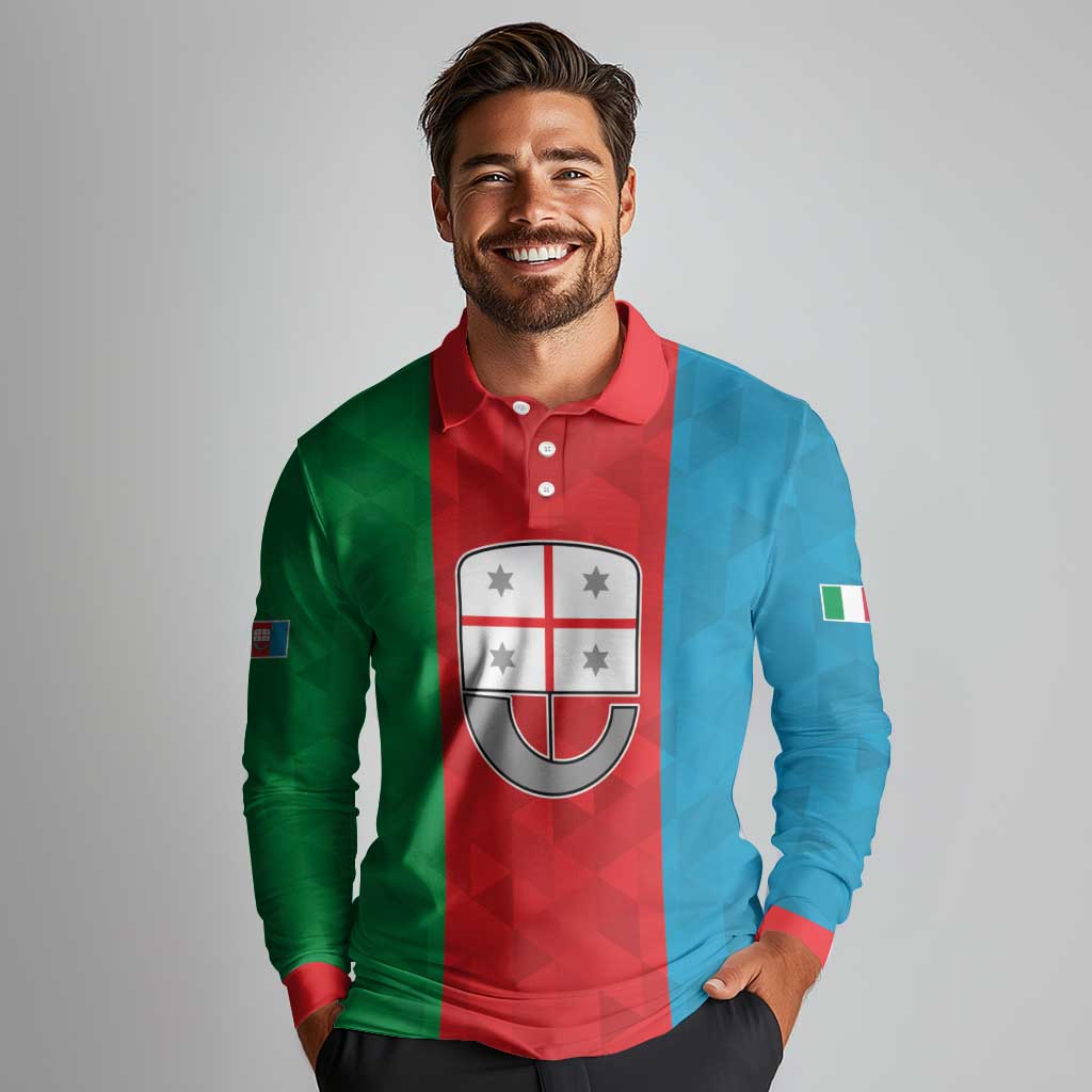 Personalized Italy Liguria Long Sleeve Polo Shirt Inspiration Flags Style