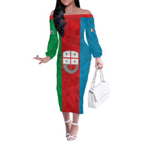 Personalized Italy Liguria Off The Shoulder Long Sleeve Dress Inspiration Flags Style