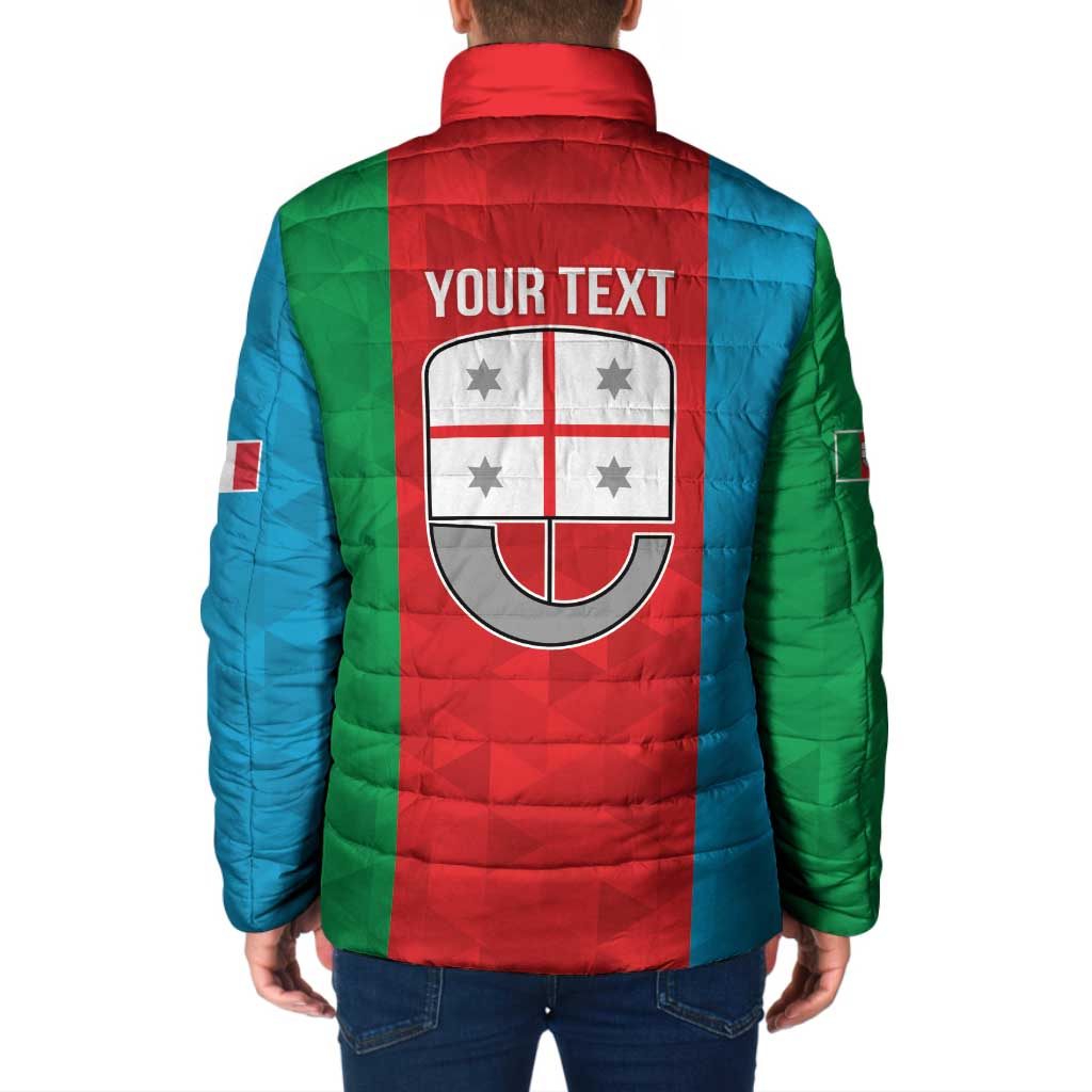Personalized Italy Liguria Padded Jacket Inspiration Flags Style - Wonder Print Shop