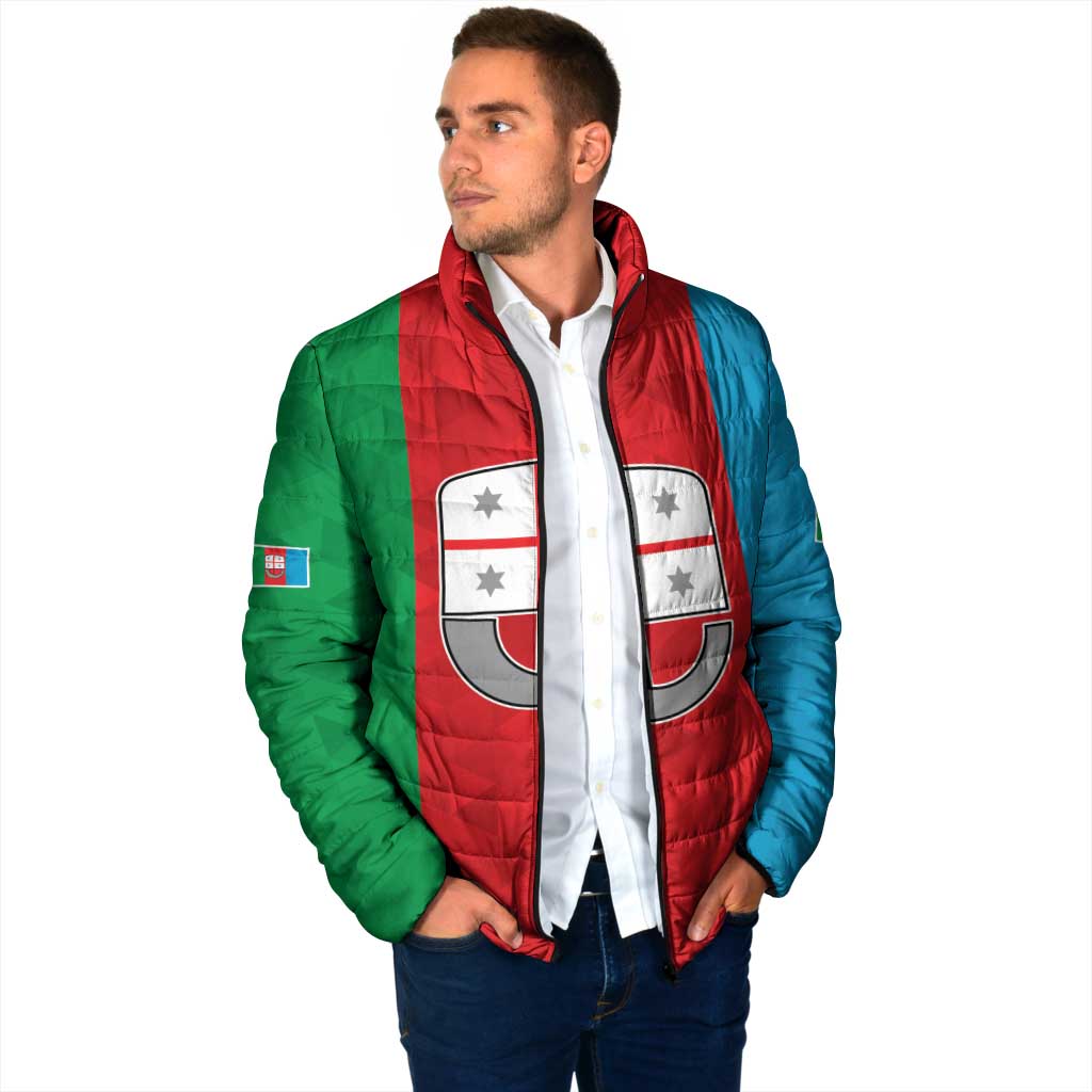 Personalized Italy Liguria Padded Jacket Inspiration Flags Style - Wonder Print Shop