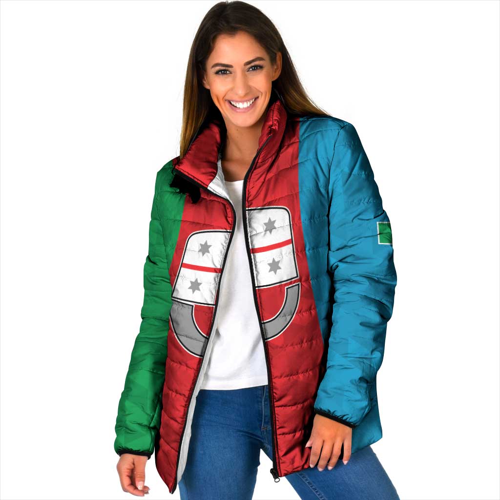 Personalized Italy Liguria Padded Jacket Inspiration Flags Style - Wonder Print Shop