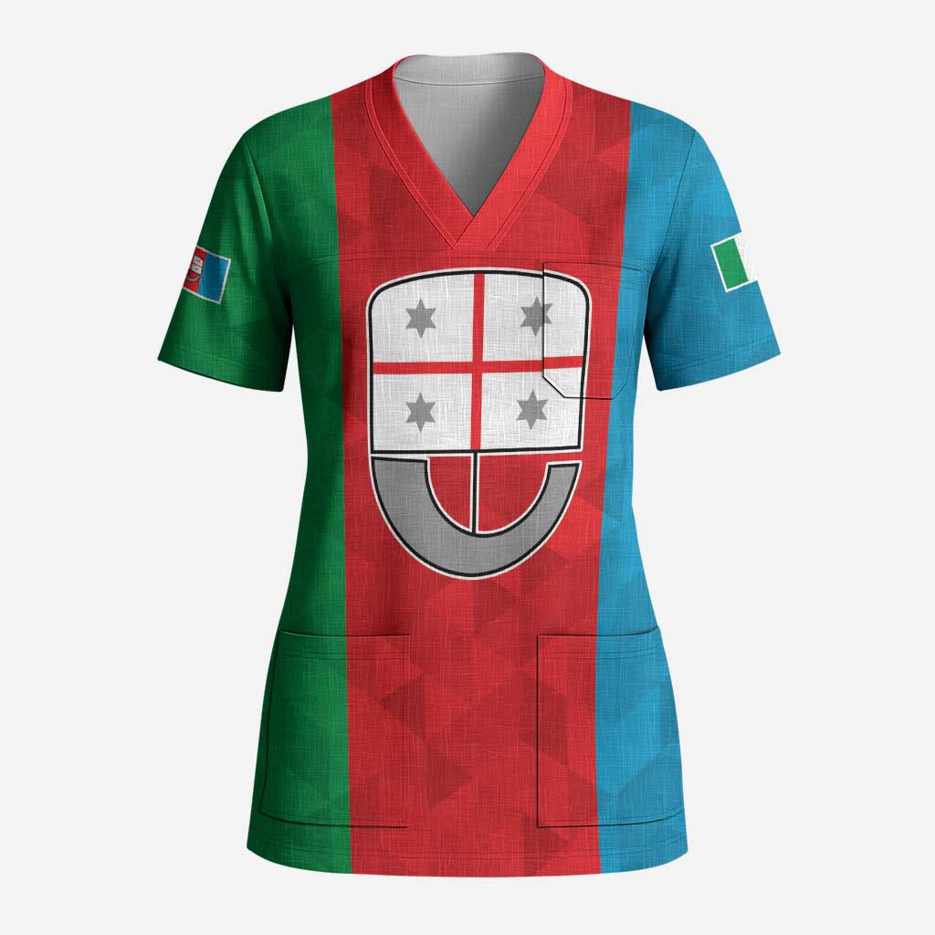 Personalized Italy Liguria Scrub Top Inspiration Flags Style - Wonder Print Shop