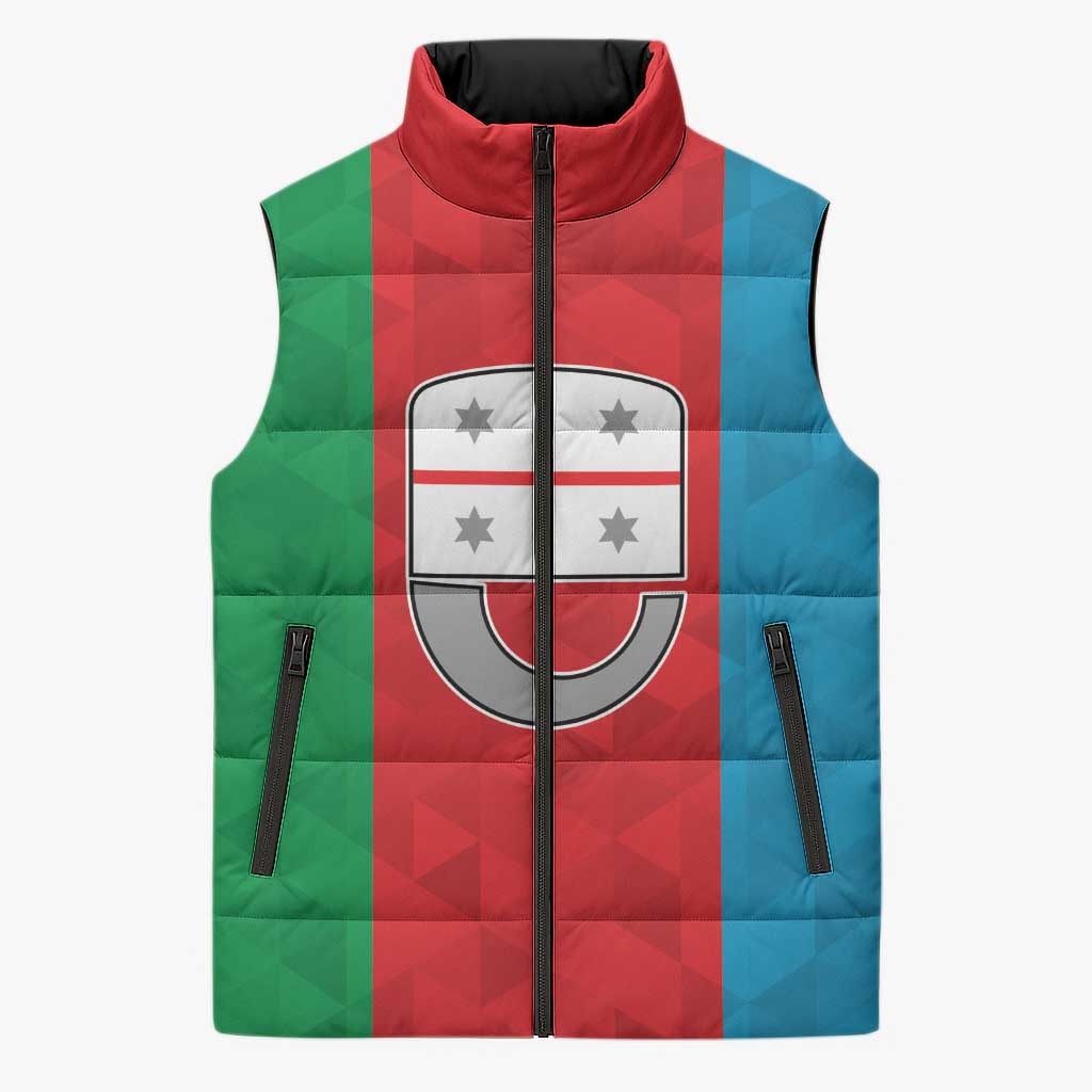 Personalized Italy Liguria Sleeveless Puffer Jacket Inspiration Flags Style - Wonder Print Shop