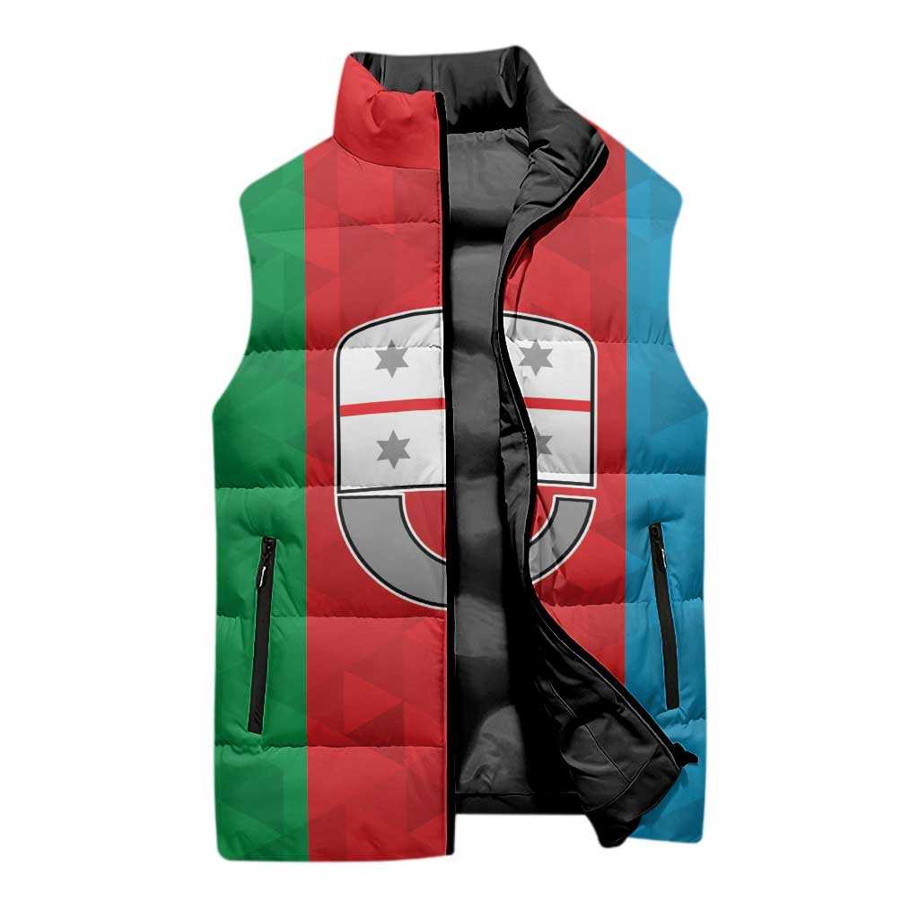 Personalized Italy Liguria Sleeveless Puffer Jacket Inspiration Flags Style - Wonder Print Shop