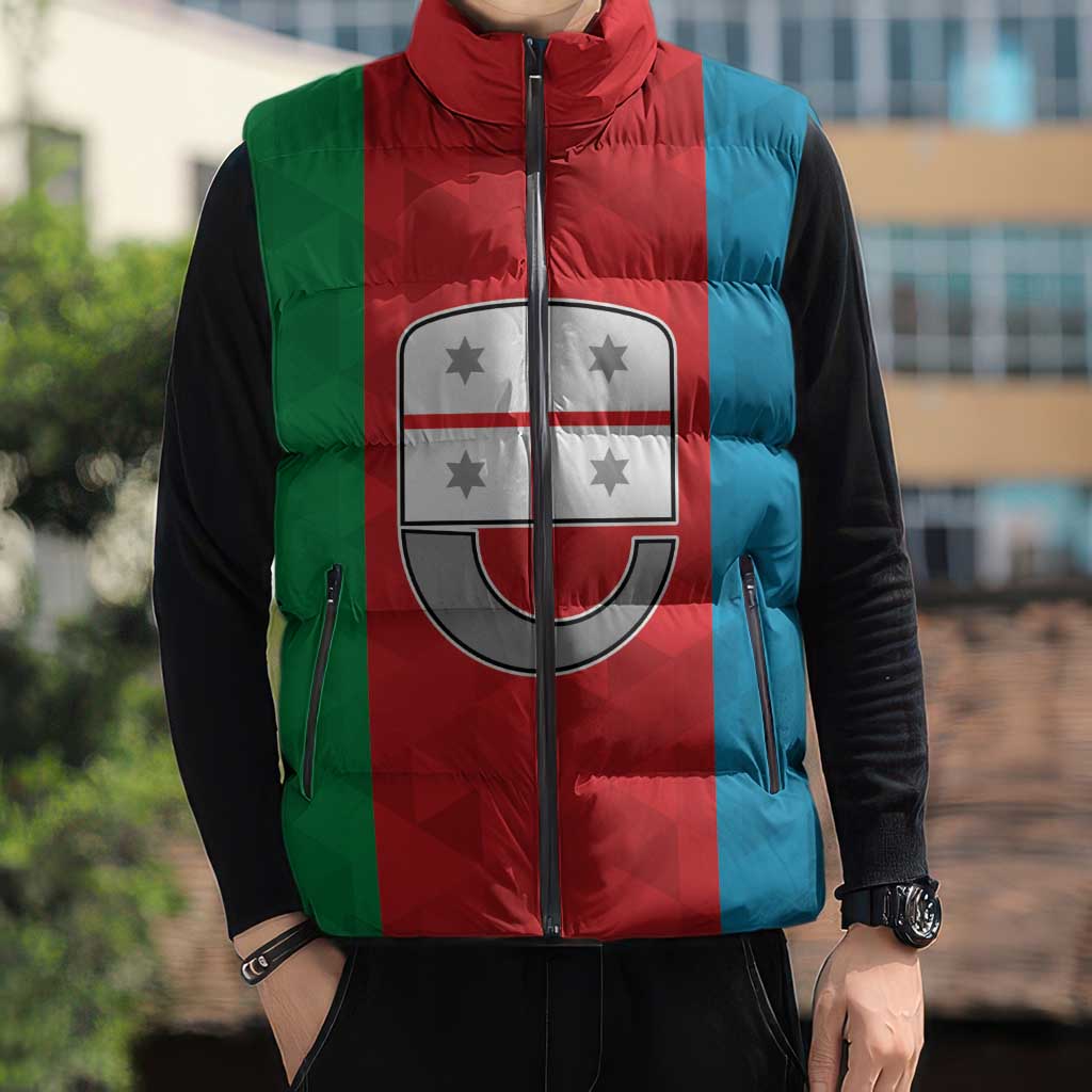 Personalized Italy Liguria Sleeveless Puffer Jacket Inspiration Flags Style - Wonder Print Shop