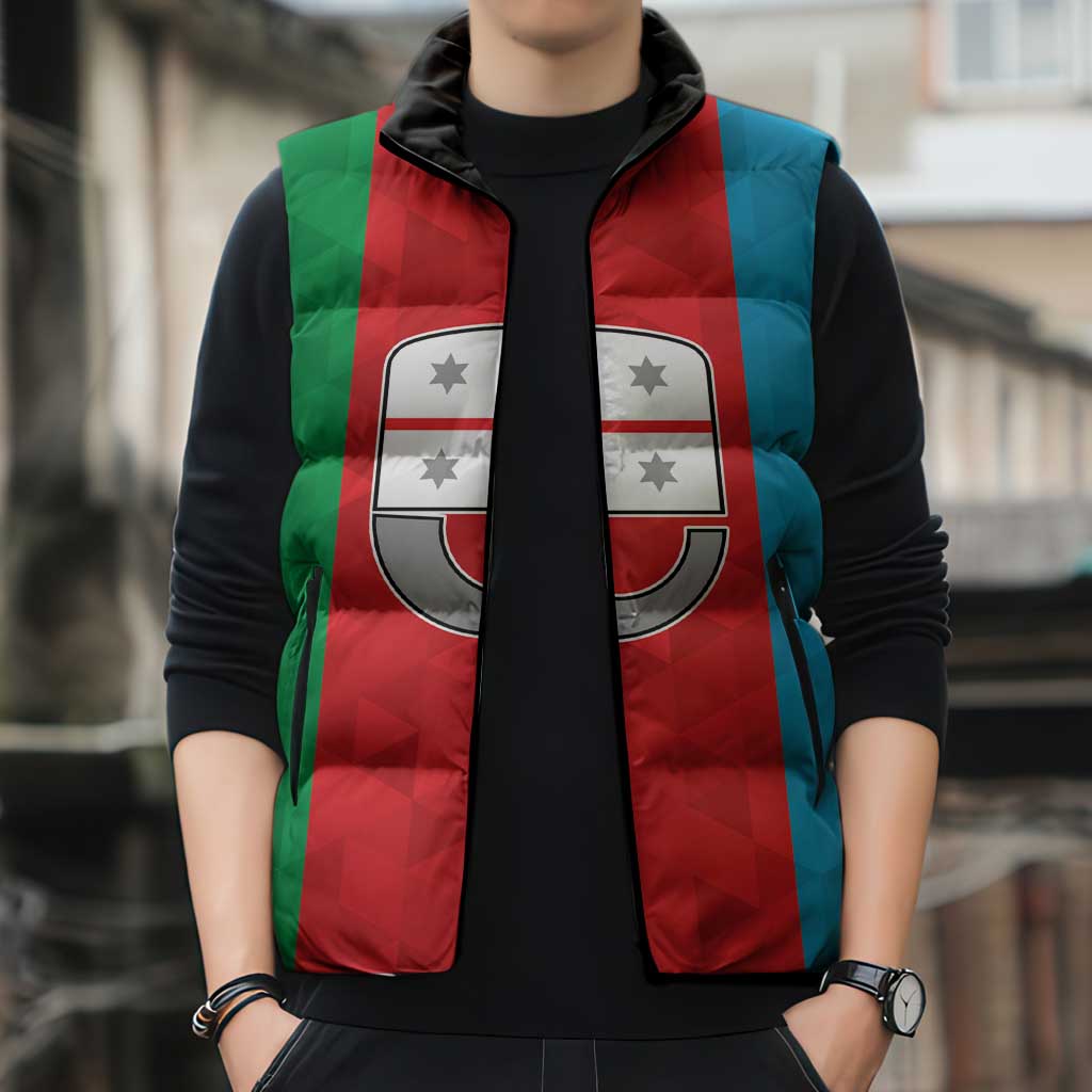Personalized Italy Liguria Sleeveless Puffer Jacket Inspiration Flags Style - Wonder Print Shop