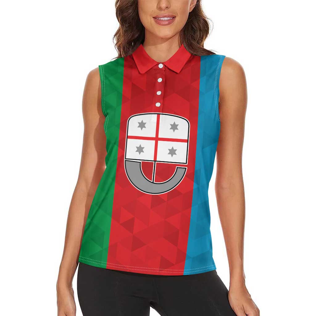 Personalized Italy Liguria Women Sleeveless Polo Shirt Inspiration Flags Style