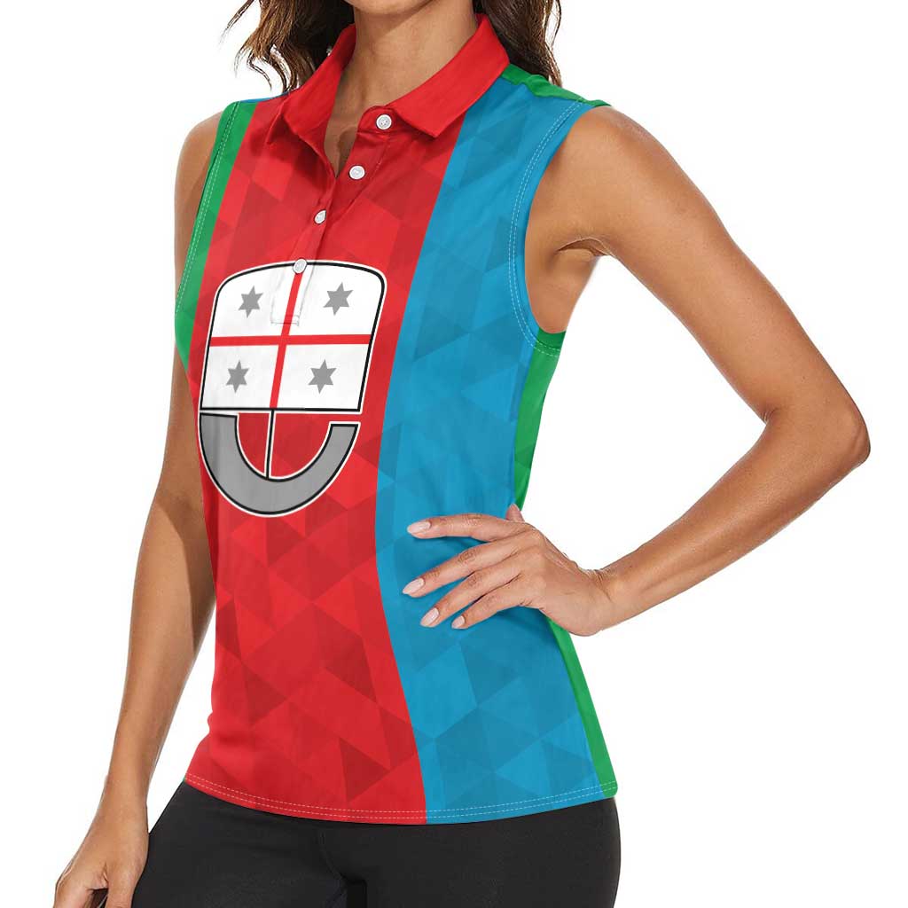 Personalized Italy Liguria Women Sleeveless Polo Shirt Inspiration Flags Style