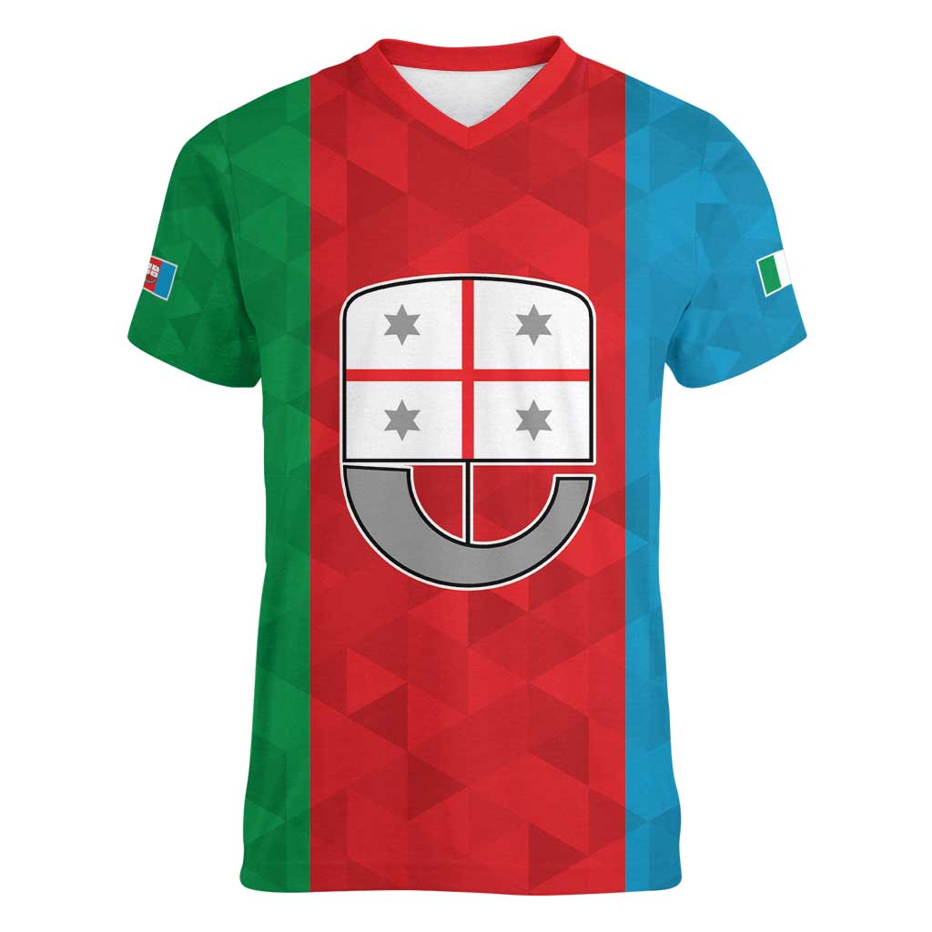 Personalized Italy Liguria Women V-Neck T-Shirt Inspiration Flags Style