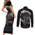 Aland Viking Drakkar Couples Matching Short Sleeve Bodycon Dress and Long Sleeve Button Shirt Viking Blood - Wonder Print Shop