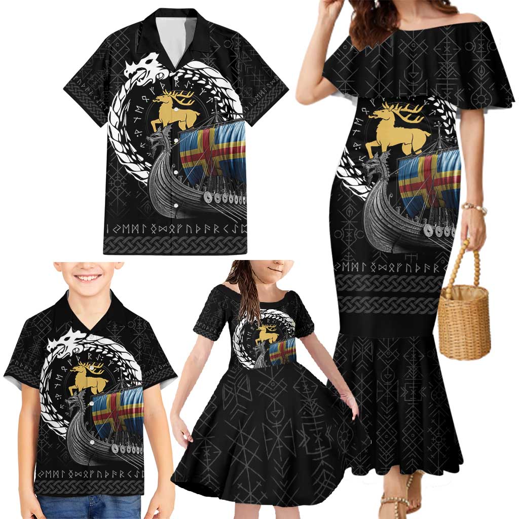 Aland Viking Drakkar Family Matching Mermaid Dress and Hawaiian Shirt Viking Blood - Wonder Print Shop