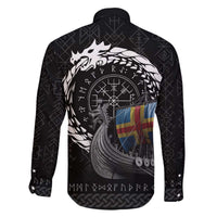 Aland Viking Drakkar Family Matching Off The Shoulder Long Sleeve Dress and Hawaiian Shirt Viking Blood - Wonder Print Shop
