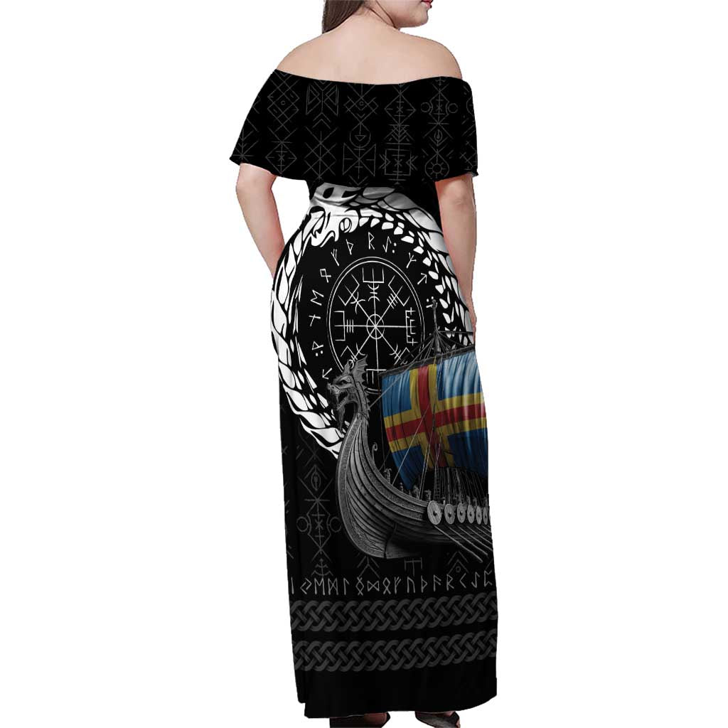 Aland Viking Drakkar Family Matching Off Shoulder Maxi Dress and Hawaiian Shirt Viking Blood - Wonder Print Shop
