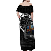 Aland Viking Drakkar Family Matching Off Shoulder Maxi Dress and Hawaiian Shirt Viking Blood - Wonder Print Shop