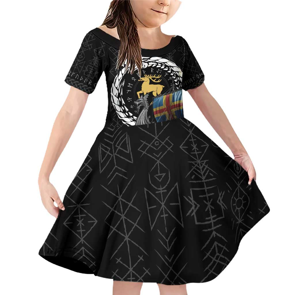 Aland Viking Drakkar Family Matching Off Shoulder Short Dress and Hawaiian Shirt Viking Blood - Wonder Print Shop