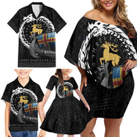 Aland Viking Drakkar Family Matching Off Shoulder Short Dress and Hawaiian Shirt Viking Blood - Wonder Print Shop