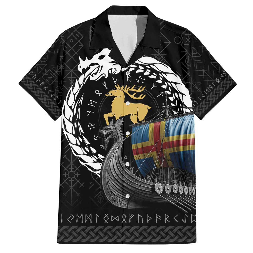 Aland Viking Drakkar Family Matching Off Shoulder Short Dress and Hawaiian Shirt Viking Blood - Wonder Print Shop