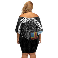 Aland Viking Drakkar Family Matching Off Shoulder Short Dress and Hawaiian Shirt Viking Blood - Wonder Print Shop