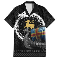 Aland Viking Drakkar Family Matching Short Sleeve Bodycon Dress and Hawaiian Shirt Viking Blood - Wonder Print Shop