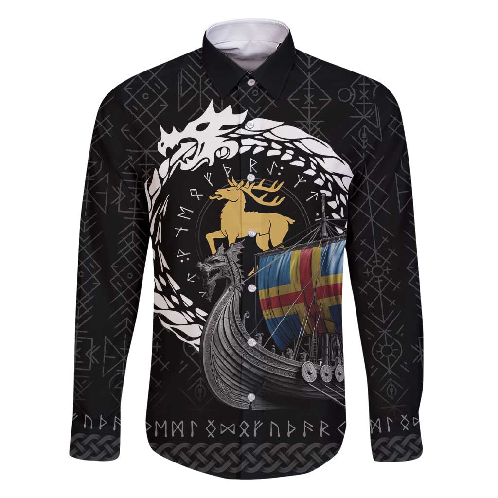Aland Viking Drakkar Family Matching Short Sleeve Bodycon Dress and Hawaiian Shirt Viking Blood - Wonder Print Shop