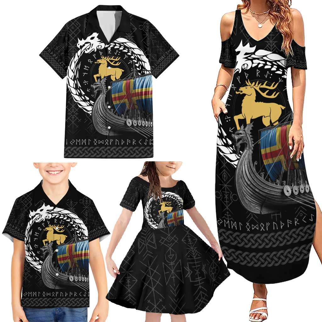 Aland Viking Drakkar Family Matching Summer Maxi Dress and Hawaiian Shirt Viking Blood - Wonder Print Shop