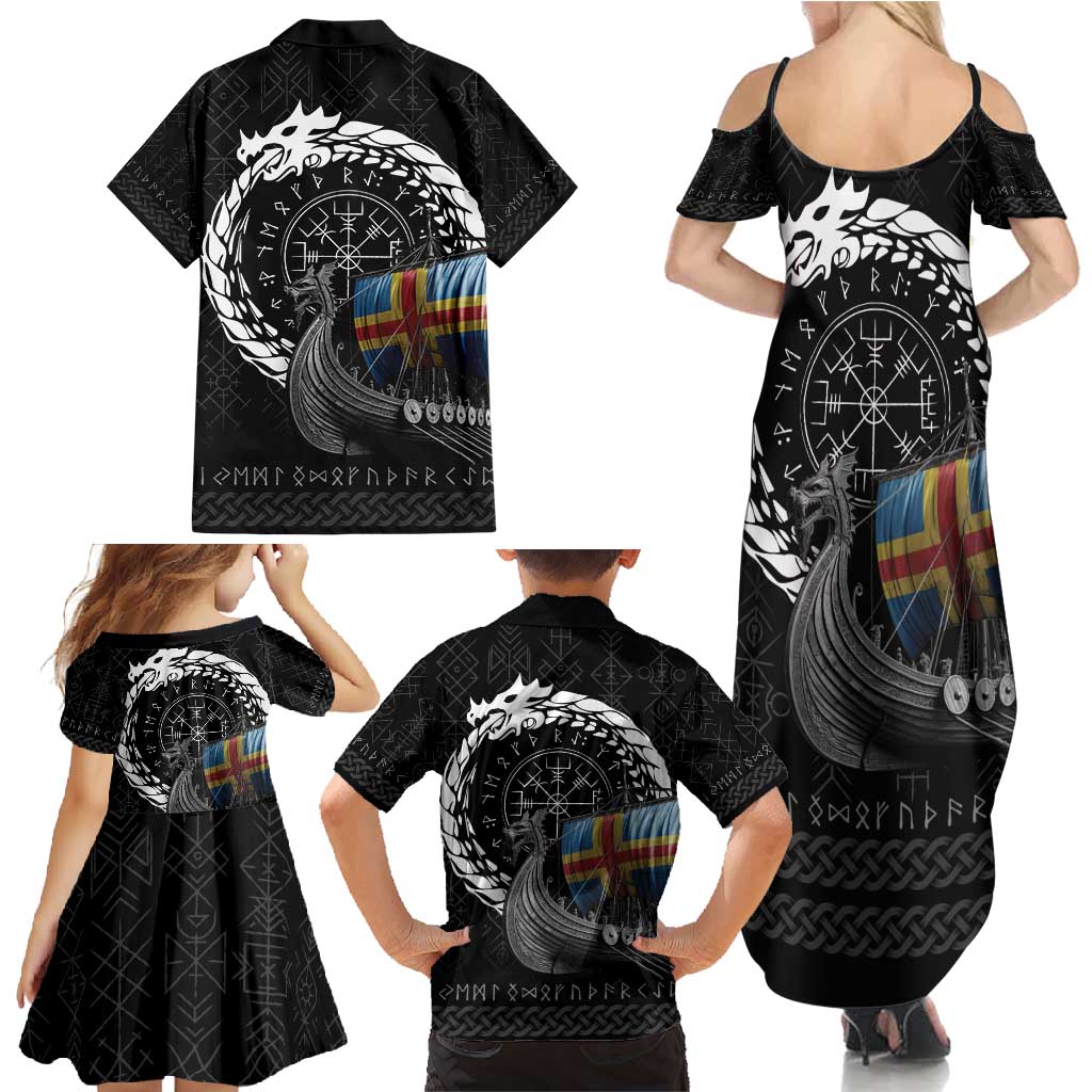 Aland Viking Drakkar Family Matching Summer Maxi Dress and Hawaiian Shirt Viking Blood - Wonder Print Shop