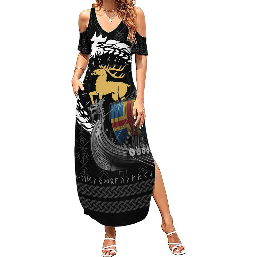 Aland Viking Drakkar Family Matching Summer Maxi Dress and Hawaiian Shirt Viking Blood - Wonder Print Shop