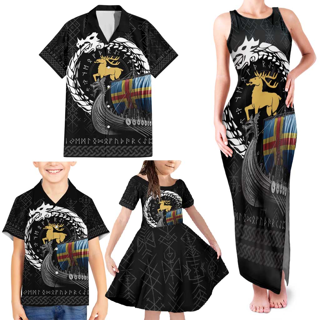 Aland Viking Drakkar Family Matching Tank Maxi Dress and Hawaiian Shirt Viking Blood - Wonder Print Shop