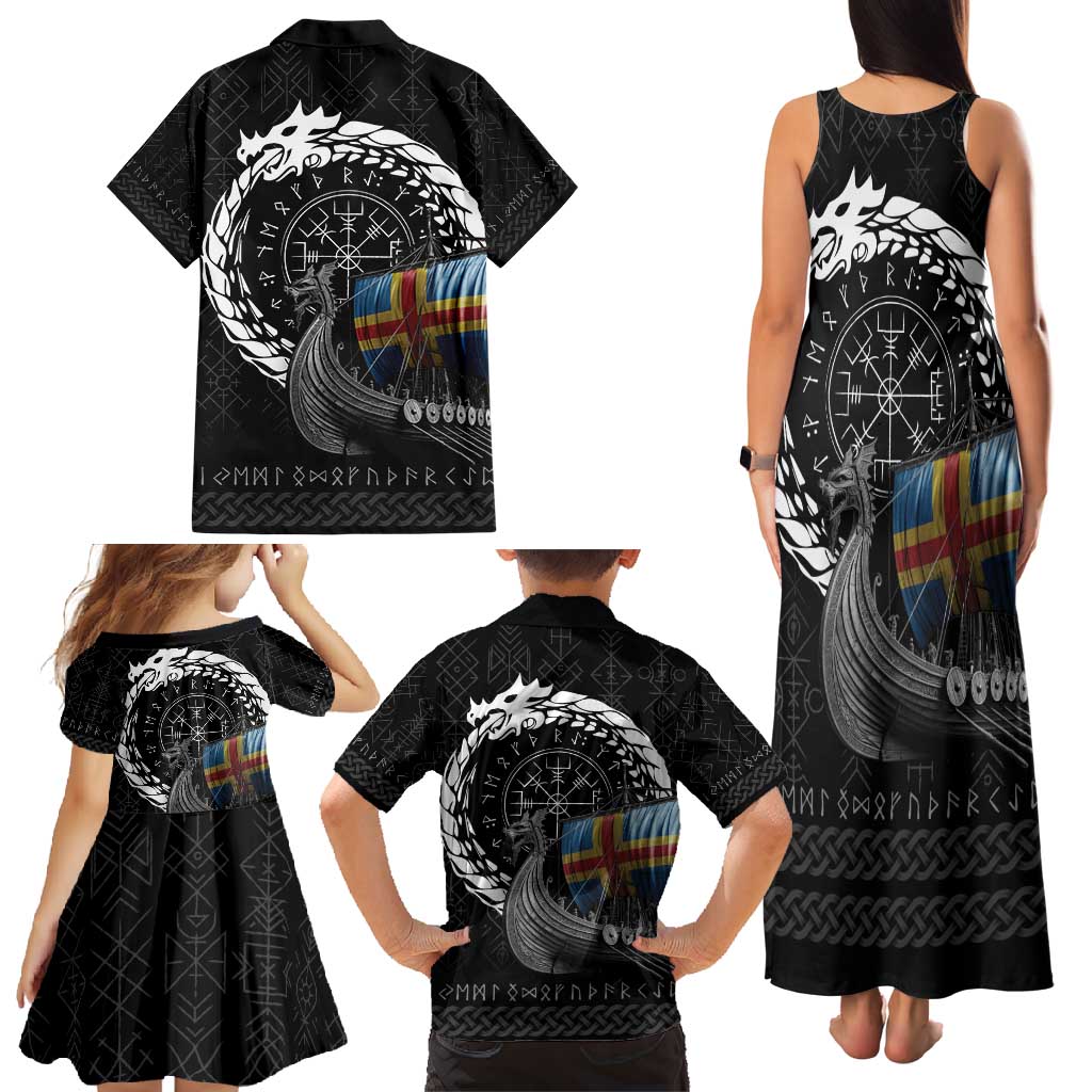 Aland Viking Drakkar Family Matching Tank Maxi Dress and Hawaiian Shirt Viking Blood - Wonder Print Shop