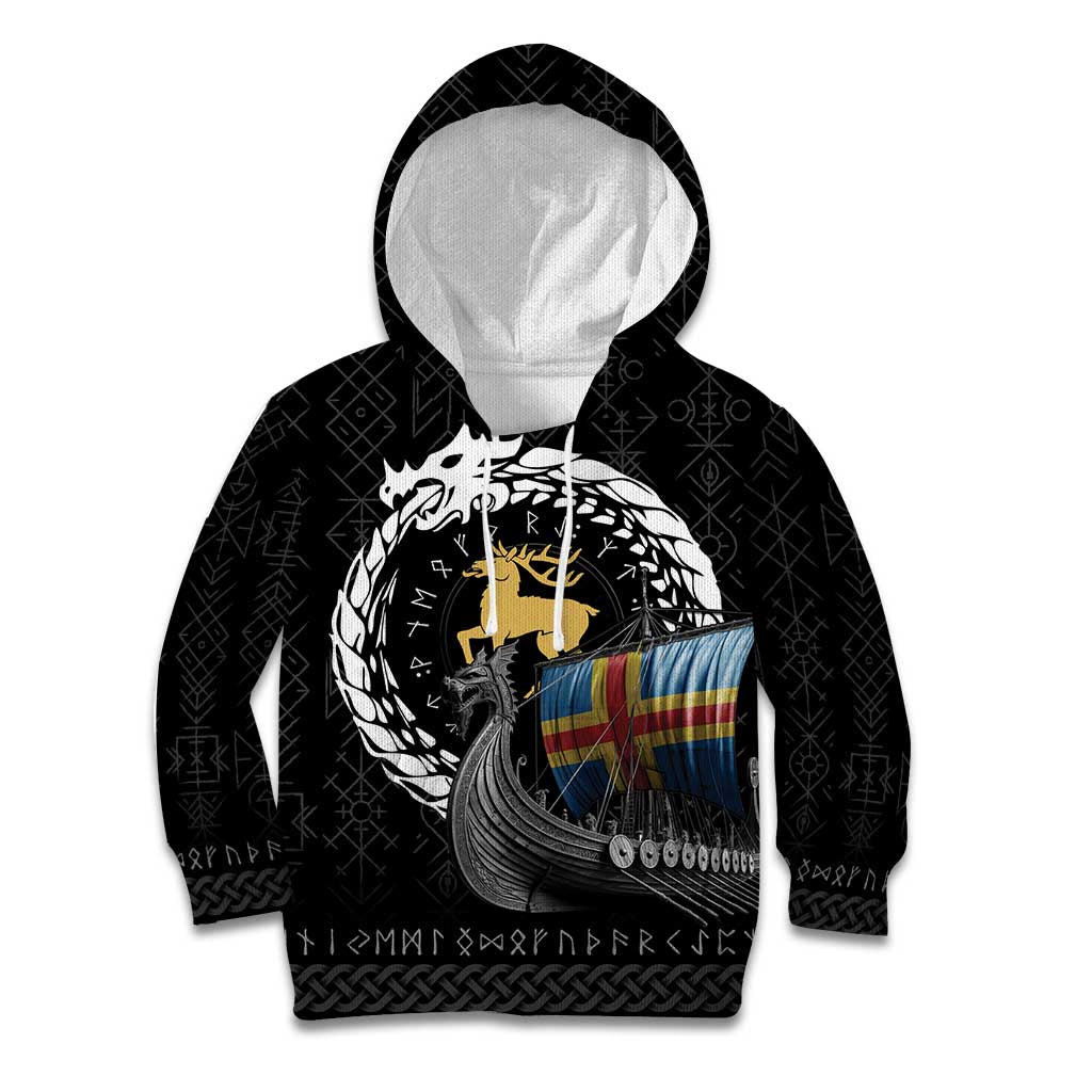 Aland Viking Drakkar Kid Hoodie Viking Blood - Wonder Print Shop