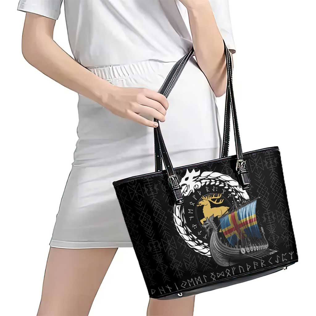 Aland Viking Drakkar Leather Tote Bag Viking Blood - Wonder Print Shop