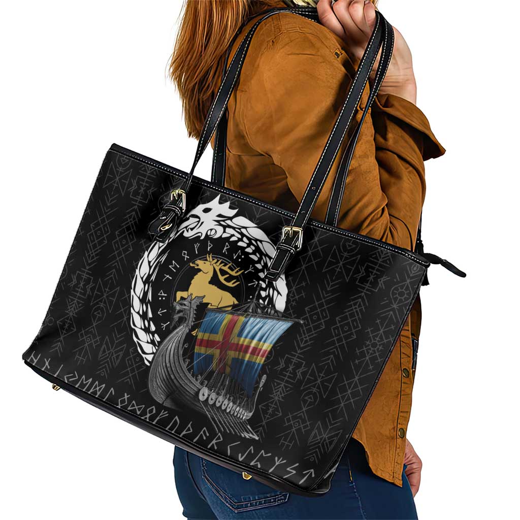 Aland Viking Drakkar Leather Tote Bag Viking Blood - Wonder Print Shop