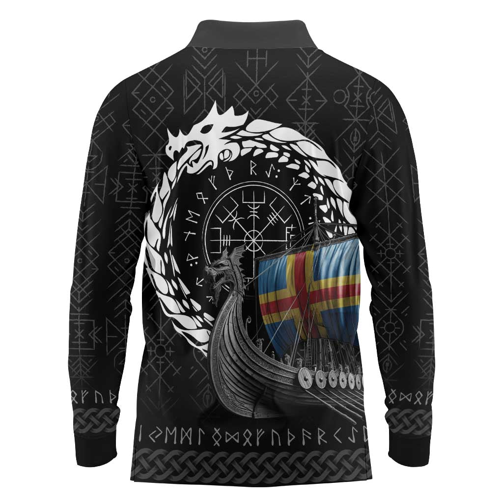 Aland Viking Drakkar Long Sleeve Polo Shirt Viking Blood - Wonder Print Shop