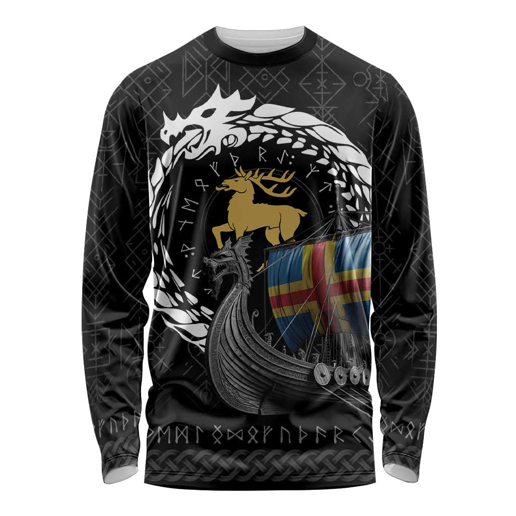 Aland Viking Drakkar Long Sleeve Shirt Viking Blood - Wonder Print Shop