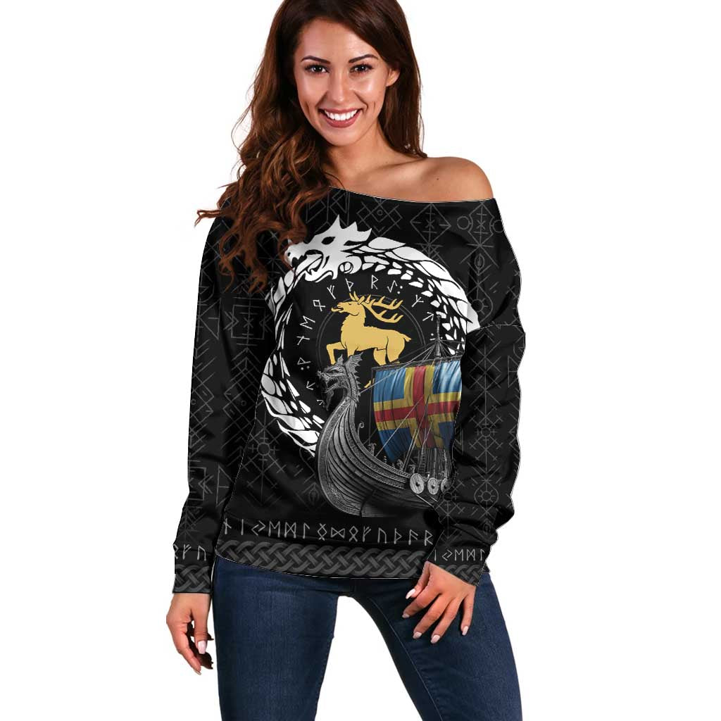Aland Viking Drakkar Off Shoulder Sweater Viking Blood - Wonder Print Shop