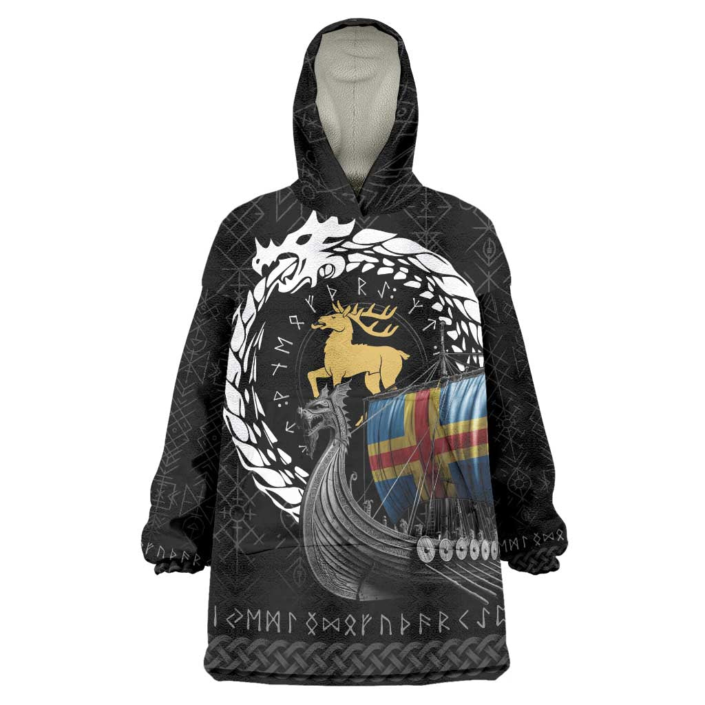 Aland Viking Drakkar Wearable Blanket Hoodie Viking Blood - Wonder Print Shop