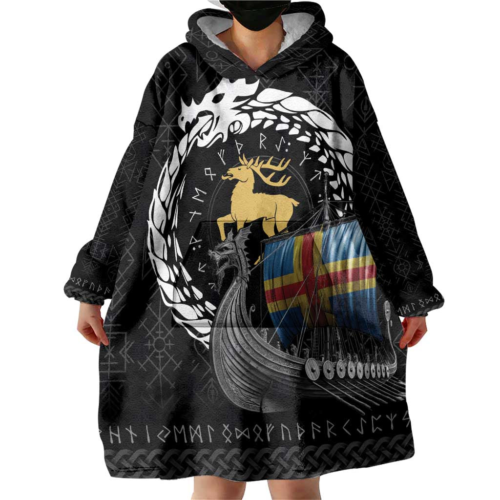 Aland Viking Drakkar Wearable Blanket Hoodie Viking Blood - Wonder Print Shop
