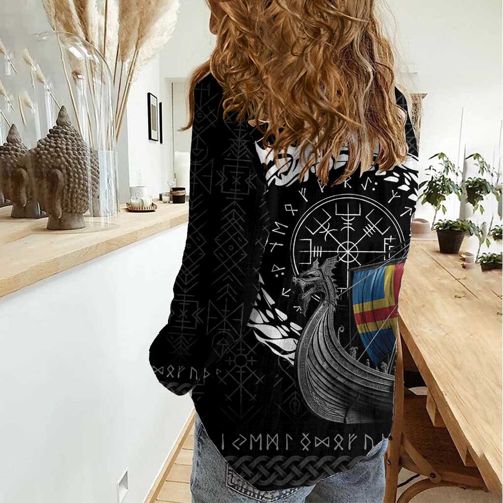 Aland Viking Drakkar Women Casual Shirt Viking Blood - Wonder Print Shop