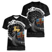 Aland Viking Drakkar Women V-Neck T-Shirt Viking Blood - Wonder Print Shop