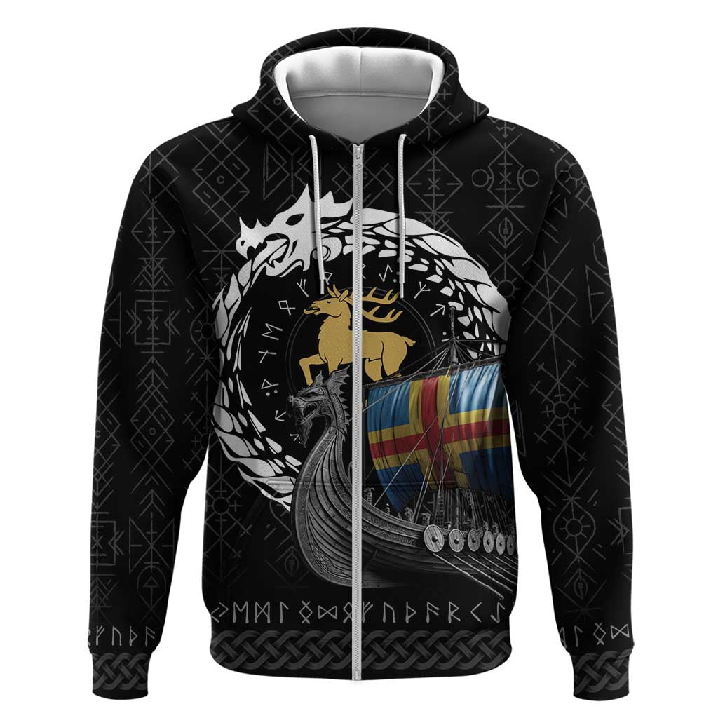 Aland Viking Drakkar Zip Hoodie Viking Blood - Wonder Print Shop