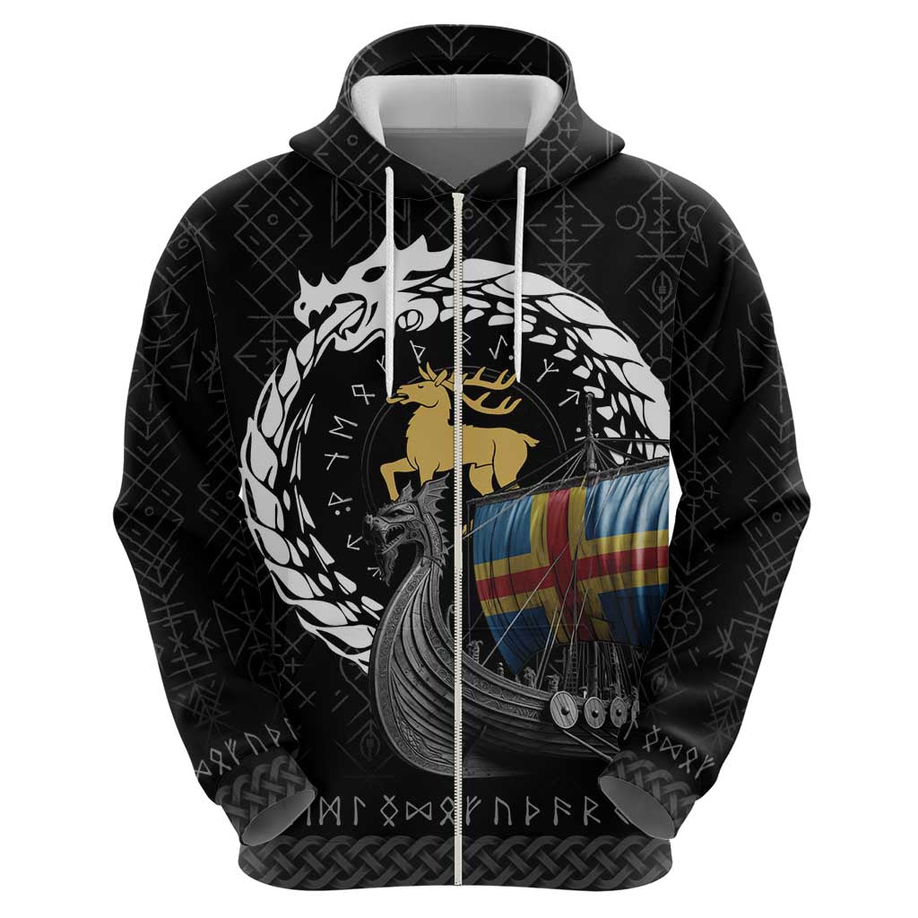 Aland Viking Drakkar Zip Hoodie Viking Blood - Wonder Print Shop